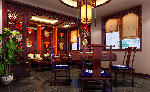 谷城古典中式风格茶楼包间设计装修效果图